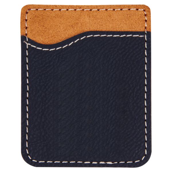 Black/Silver Laserable Leatherette Phone Wallet with Silver Ring Thumbnail